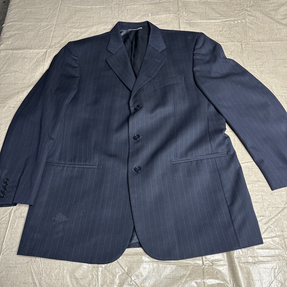 Cesarani‎ Blazer Suit Jacket Sport Coat 44R 38W Black Striped Italian Design